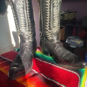 Black Lizard Cowboy Boots